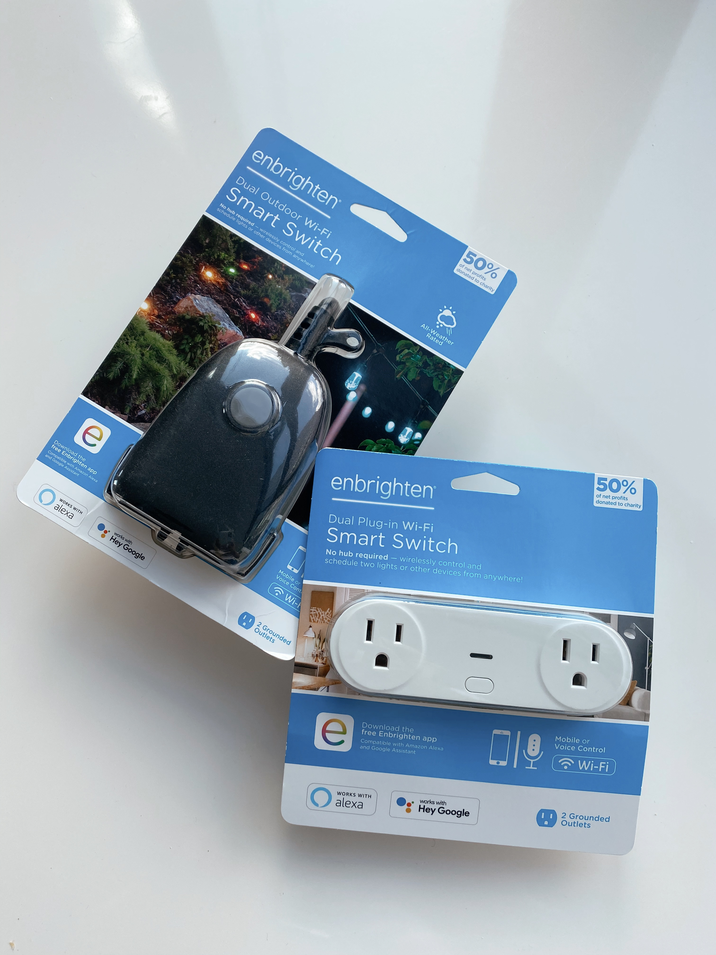 Enbrighten Outdoor Wi-Fi Plug-In Smart Dual Outlet, Set of 2 